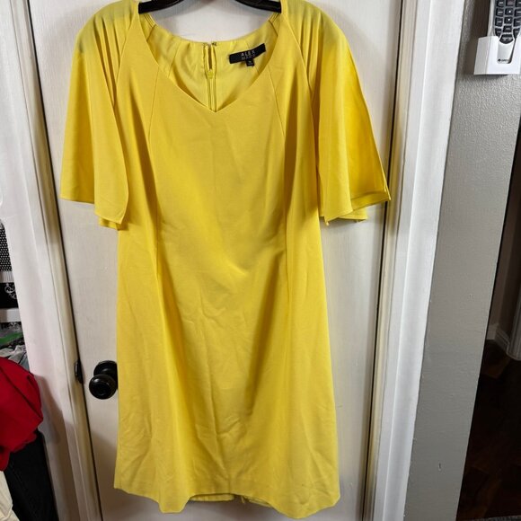 Alex Marie Yellow Flutter Sleeve Sheath Dress Women’s Size 16 - Picture 2 of 9
